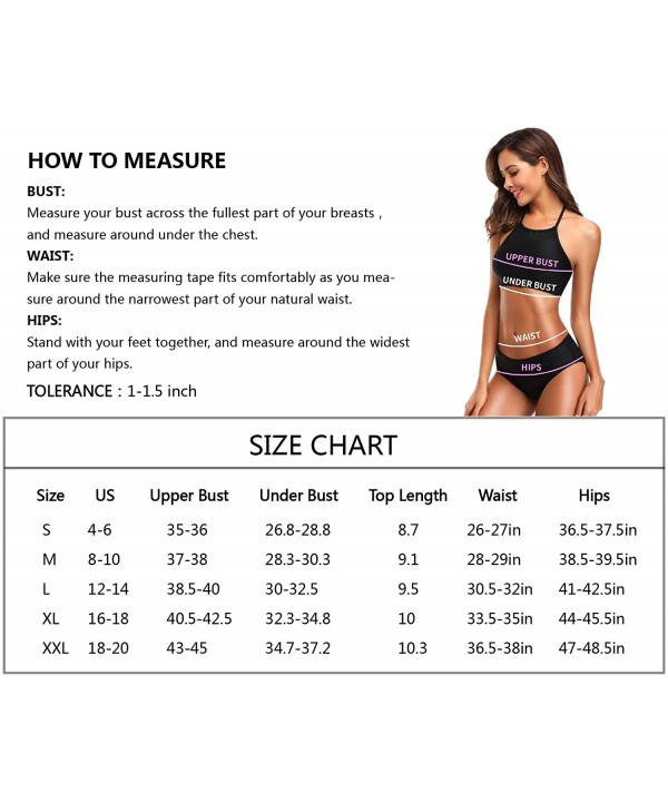 Bikini Bathing Suit Womens 2 Piece Halter Neack High Waist Padded Sexy Swimsuit - Color27 - C3196YSD5RC $29.83-Sets