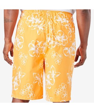 Men's Big & Tall Hibiscus Print Swim Trunks - Gunmetal (1023) - CT190TAMI64 $24.15-Trunks