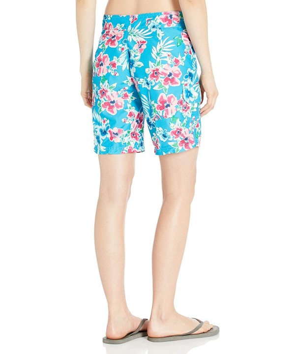 Women's Oceanside UPF 50+ Active Swim Board Short (Reg & Plus Sizes) - Katya Aqua/Pink - CH17YINR7E6 $17.49-Board Shorts