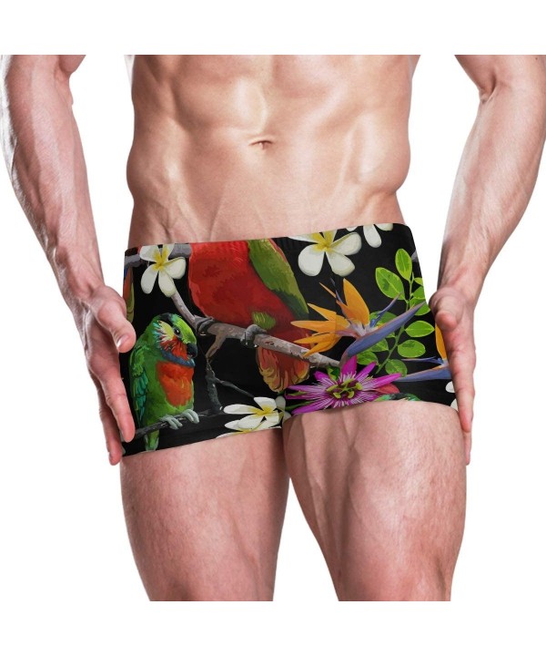 Mens Parrot Tropical Leaves Swim Shorts Boxer Brief Drawstring Square Leg Swimsuit Quick Drying S-3XL - C718TXXM73Y $25.12-Br...