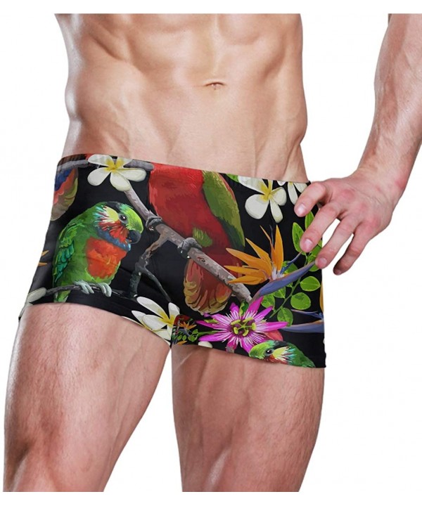 Mens Parrot Tropical Leaves Swim Shorts Boxer Brief Drawstring Square Leg Swimsuit Quick Drying S-3XL - C718TXXM73Y $25.12-Br...