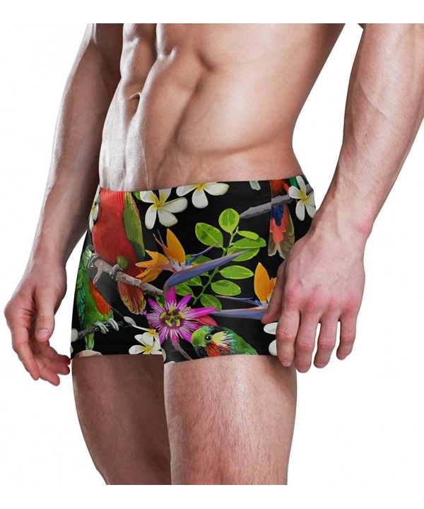 Mens Parrot Tropical Leaves Swim Shorts Boxer Brief Drawstring Square Leg Swimsuit Quick Drying S-3XL - C718TXXM73Y $25.12-Br...