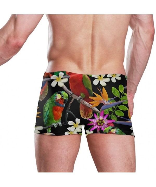 Mens Parrot Tropical Leaves Swim Shorts Boxer Brief Drawstring Square Leg Swimsuit Quick Drying S-3XL - C718TXXM73Y $25.12-Br...