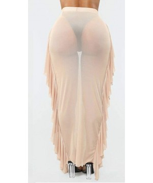 Women Sheer See Through Ruffle Bodycon Skirts Swimwear Bikini Beach Cover Up - Skin Color - CJ18SX8SDD7 $10.41-Cover-Ups