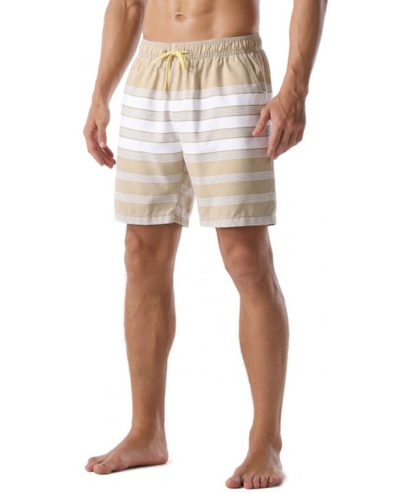 Men's Swim Trunks Retro Quick Dry Soft Washed Full Liner Casual Shorts - Khaki-305 - CB18ZH5H3UX $28.14-Trunks