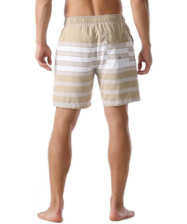 Men's Swim Trunks Retro Quick Dry Soft Washed Full Liner Casual Shorts - Khaki-305 - CB18ZH5H3UX $28.14-Trunks