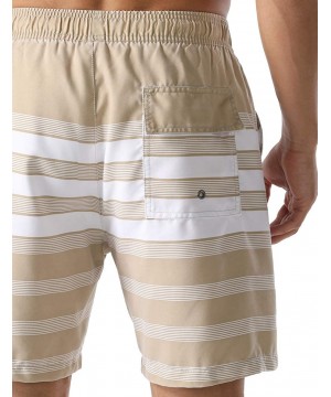 Men's Swim Trunks Retro Quick Dry Soft Washed Full Liner Casual Shorts - Khaki-305 - CB18ZH5H3UX $28.14-Trunks