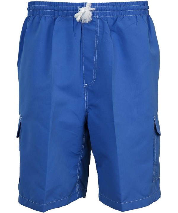 Men's Classic Long Bathing Suit- Five Pockets- No Grommets - Royal Blue - C218ULA7LZ3 $28.96-Trunks