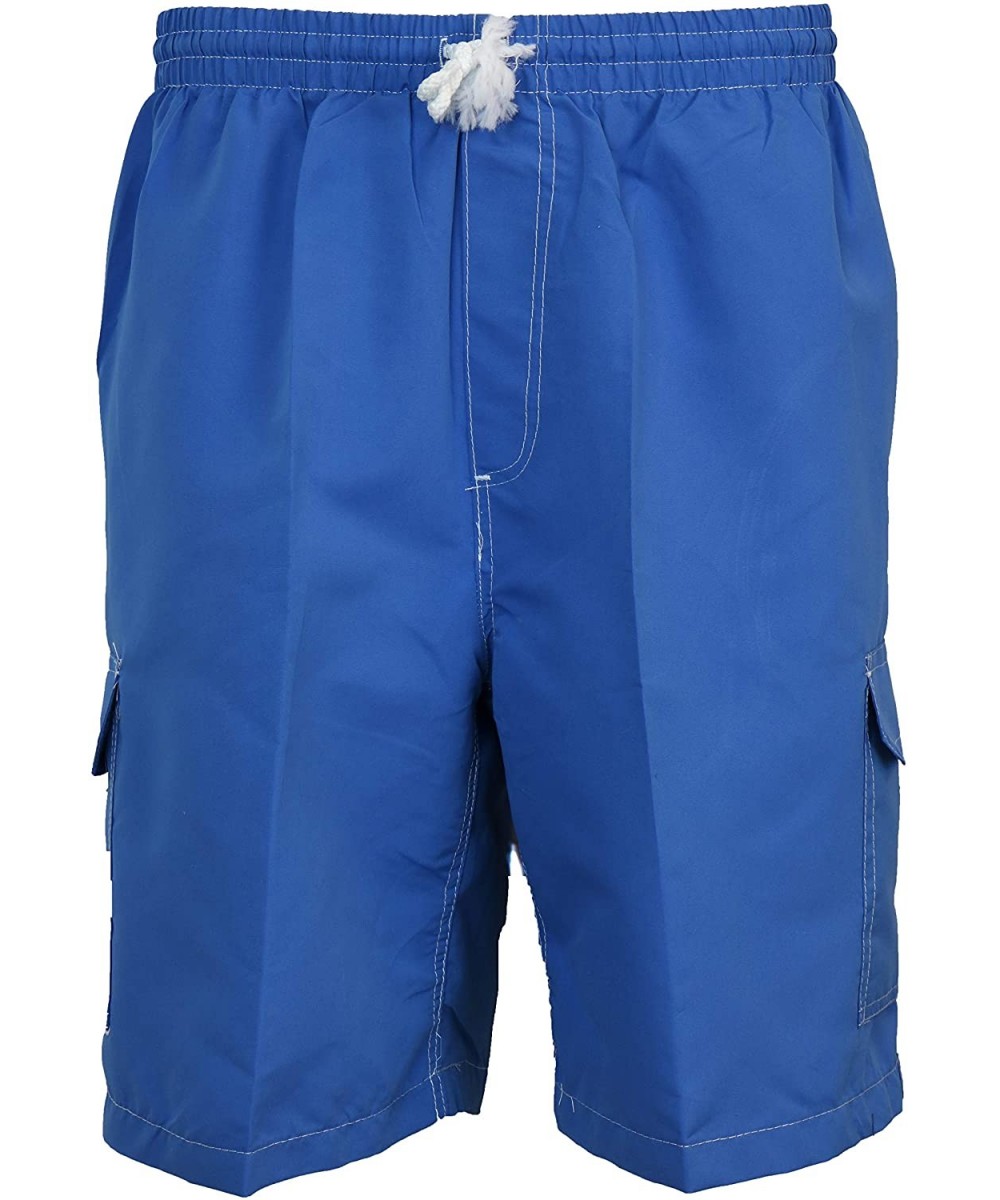 Men's Classic Long Bathing Suit- Five Pockets- No Grommets - Royal Blue - C218ULA7LZ3 $28.96-Trunks