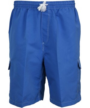 Men's Classic Long Bathing Suit- Five Pockets- No Grommets - Royal Blue - C218ULA7LZ3 $28.96-Trunks