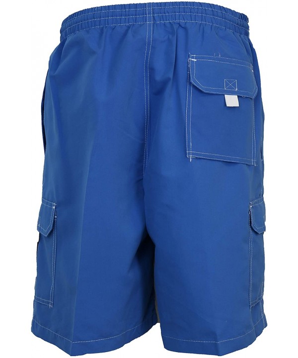 Men's Classic Long Bathing Suit- Five Pockets- No Grommets - Royal Blue - C218ULA7LZ3 $28.96-Trunks