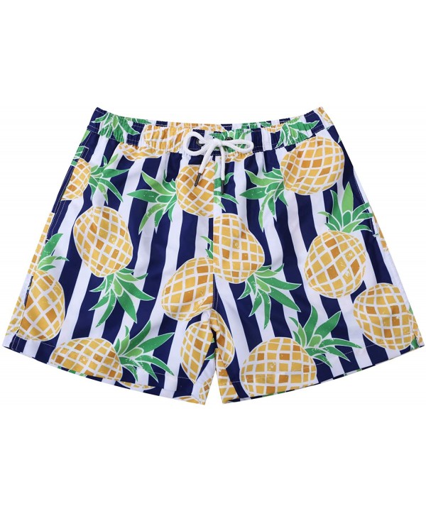 Mens Swimwear Flamingo Boardshort-Many and Various Prints Shorts-Swim Trunks with Mesh Lining and Pockets - 10 Pineapple - CF...