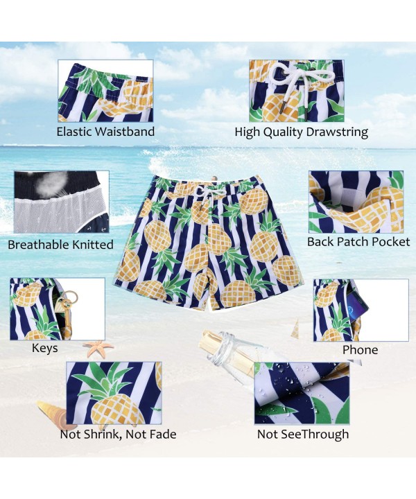 Mens Swimwear Flamingo Boardshort-Many and Various Prints Shorts-Swim Trunks with Mesh Lining and Pockets - 10 Pineapple - CF...