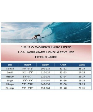 13211W Women's L/A Basic Fitted Long Sleeve Rashguard Top - Black - CL11DMWT2U9 $30.31-Rash Guards