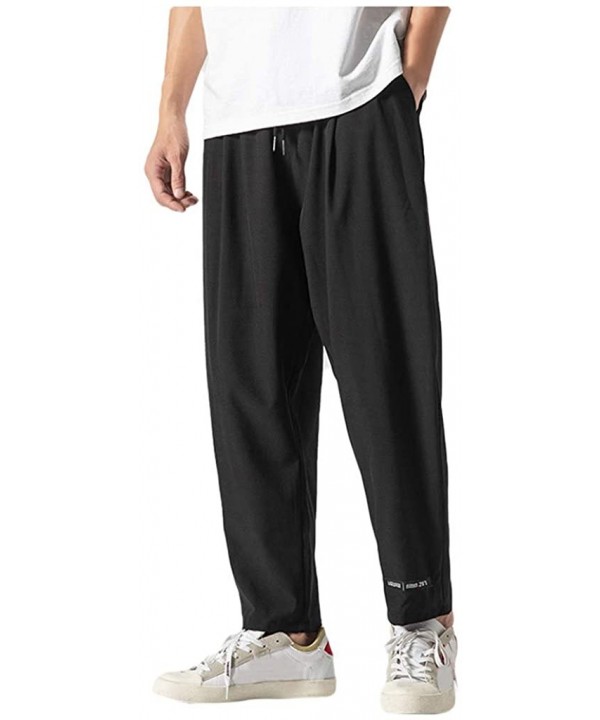 Men Casual Pants Relaxed-fit Straight-Leg Trouser Fashion Loose Joggers Sweatpants - Black - C618UYUGX6I $17.70-Rash Guards