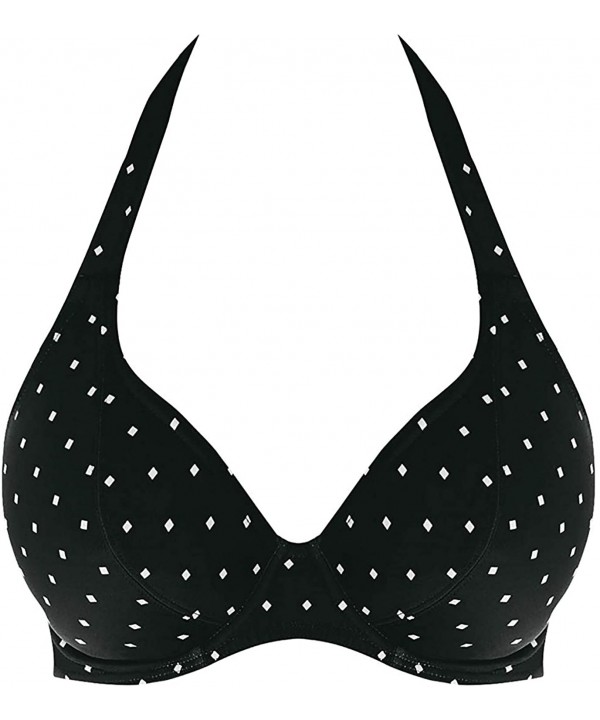 Jewel Cove Halter Bikini Top - Black - CS18UA6T409 $51.58-Tops