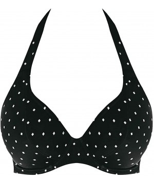 Jewel Cove Halter Bikini Top - Black - CS18UA6T409 $51.58-Tops