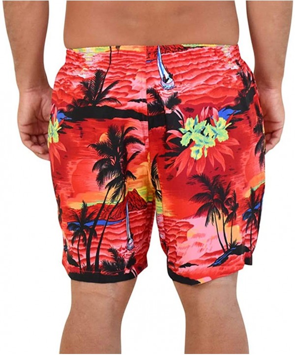 Mens Shorts Sunset Beach Wear Quick Dry - Red Sunset - CV188Q5NZ6E $20.79-Trunks