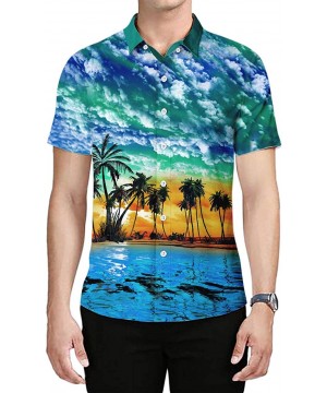 Men's Hawaiian Shirt Aloha Tropical Print Floral Short Sleeve Button Down Shirt - Cloud - CR18QEO3QO0 $22.59-Board Shorts