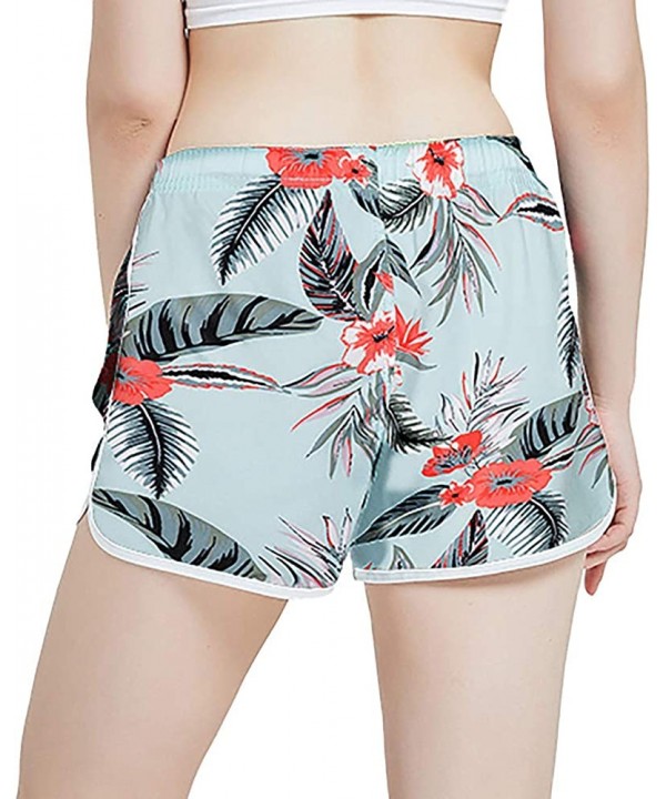 Women's Summer Floral Swim Trunks Quick Dry Elastic Waist Borad Beach Shorts - 14 Blue - CW19E7056E4 $17.72-Board Shorts