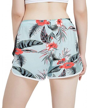 Women's Summer Floral Swim Trunks Quick Dry Elastic Waist Borad Beach Shorts - 14 Blue - CW19E7056E4 $17.72-Board Shorts