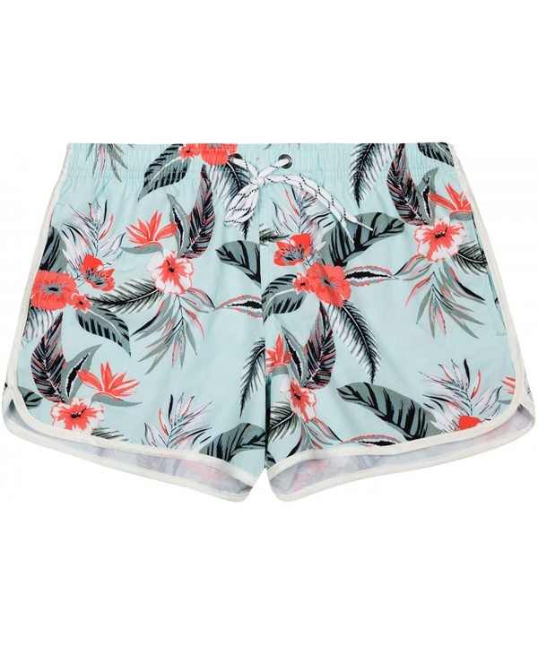 Women's Summer Floral Swim Trunks Quick Dry Elastic Waist Borad Beach Shorts - 14 Blue - CW19E7056E4 $17.72-Board Shorts