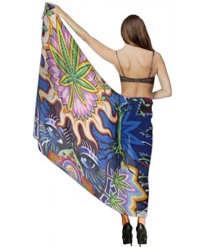 Women Chiffon Scarf Sunscreen Shawl Wrap Swimsuit Cover Up Beach Sarongs - Colorful Skull Marijuana Leaf Weed - CF19C4N6IM5 $...