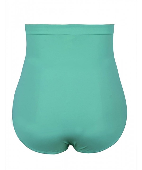 Women's Vintage High Waisted Bikini Bottom Shirred Tankini Briefs - Lake Green1 - C418GG2WCH4 $10.17-Bottoms