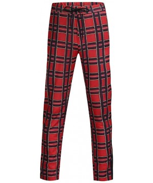 Men's Straight-fit Wrinkle-Resistant Flat-Front Chino Lattice Pant with Pocket - Red - CO18QRTHSZ7 $18.18-Trunks