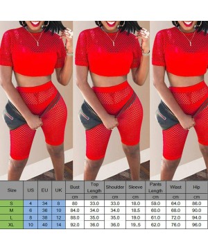 Women 2 Piece Bikini Cover Up See Through Sexy Mesh Fishnet Crop Tops Bodycon Shorts Party Clubwear Tracksuit Outfit Set - Y ...