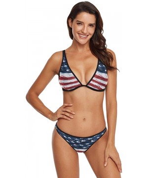 Women's Patriotic Retro Classic American Flag Bikini Swimsuit Triangle Two Piece Bikini Swimwear - Patriotic Retro Classic Am...