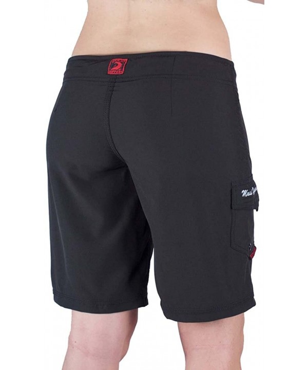 Women's 4-Way Stretch 9" Swim Shorts Boardshorts - Black - C1126HCSGVV $29.32-Board Shorts