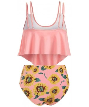 Women's Bikini 2Pc Ruffled Swimsuits Tankini Set - Z-1 Pink - CL18TI4TZDY $19.45-Rash Guards