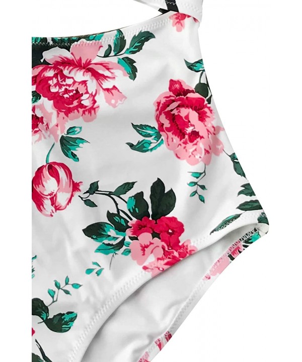 Women's Sweet Honey Bowknot One-Piece Swimsuit Beach Swimwear - Floral Print - CC18M74MMNL $30.35-One-Pieces