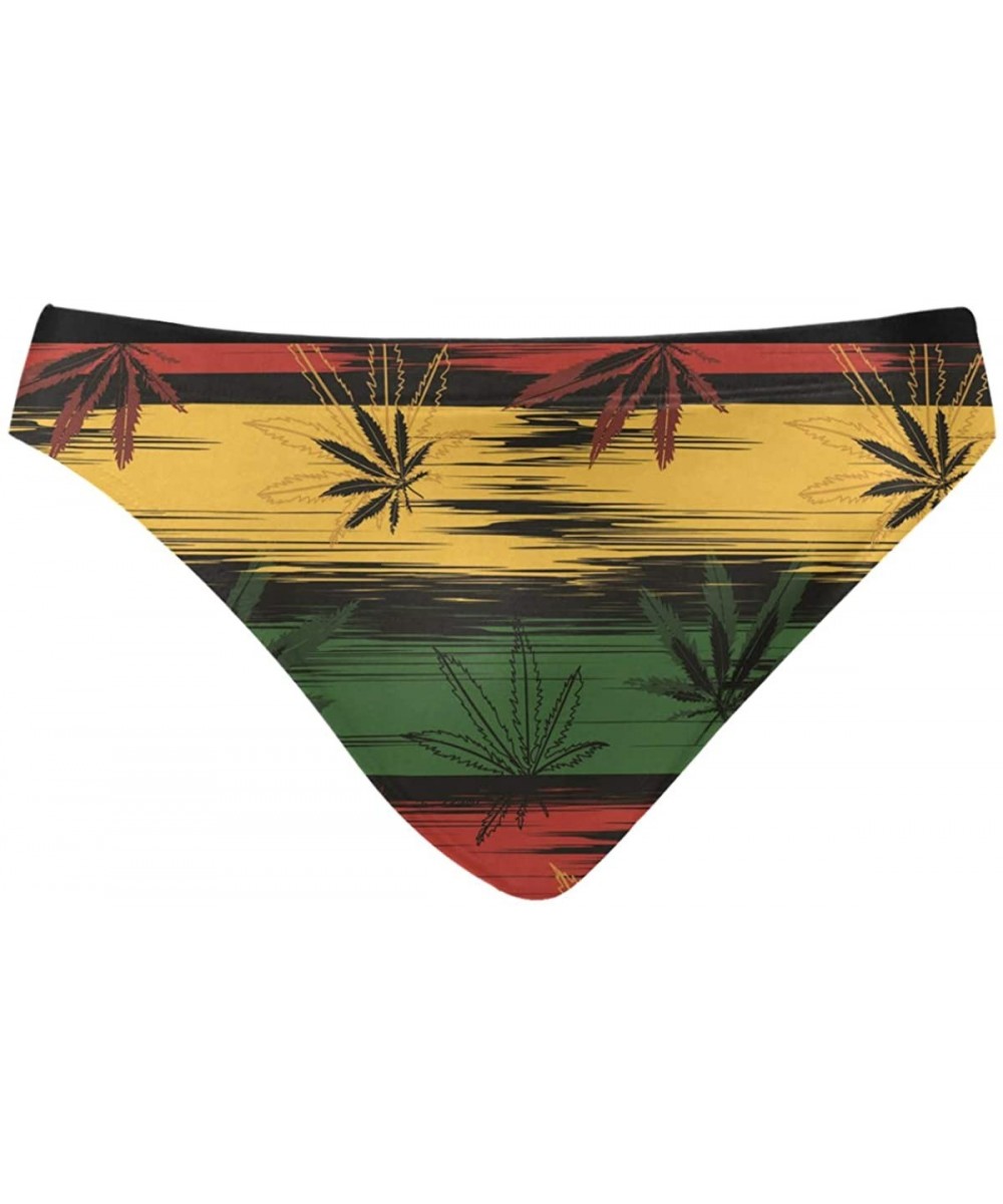 Men Swimwear Swim Bikini Briefs Sugar Skull Flowers Swimsuits Board Surf Shorts Trunks - Colors Marijuana on Rastafarian Back...