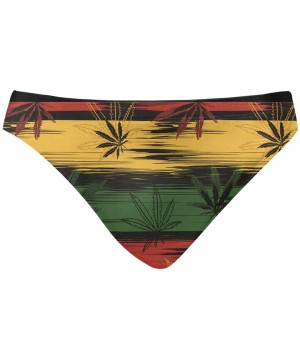 Men Swimwear Swim Bikini Briefs Sugar Skull Flowers Swimsuits Board Surf Shorts Trunks - Colors Marijuana on Rastafarian Back...