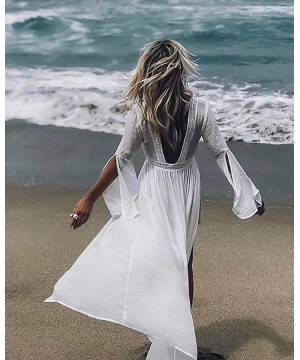 Women's Sexy Backless Beachwear White Long Dress Bikini Swimsuit Bathing Suit Cover Up Swimwear - White B. - CO18RO9U5SH $15....