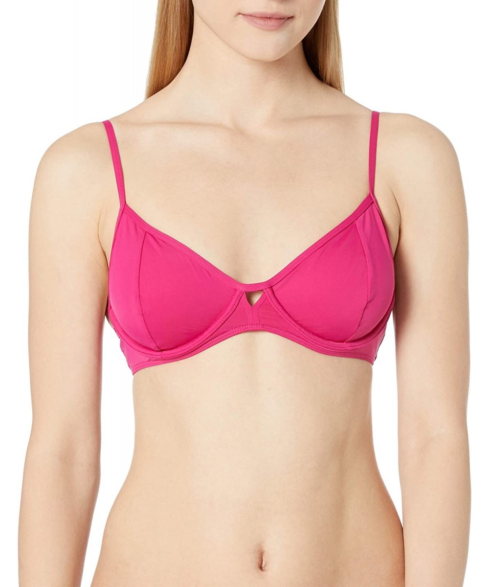 Women's Underwire Bra Bikini Swimsuit Top - Hot Fuchsia - CE18ZMLN8YW $13.12-Tops