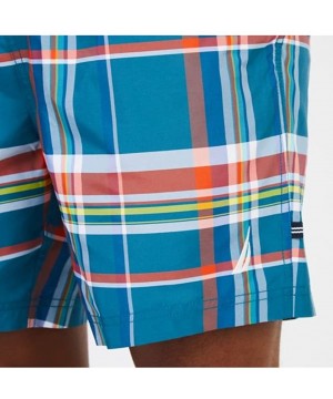 Men's Quick Dry Full Elastic Waist Signature Print Swim Trunk - Cargo Blue - CH184N4Q4N2 $43.50-Trunks