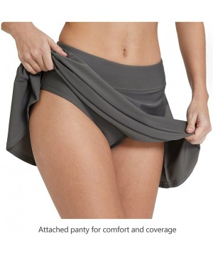 Women's High Waisted Swim Skirt Bikini Tankini Bottom with Side Pocket - Grey - CF1898CGLE2 $22.93-Bottoms