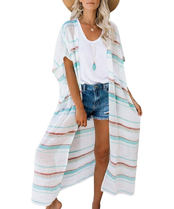 Women's Beach Cover up Swimsuit Kimono Casual Cardigan with Bohemian Floral Print - C9 - CC194CXDTUC $19.40-Cover-Ups