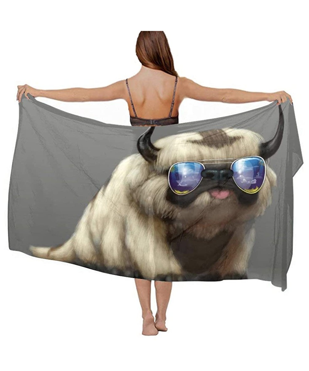 Women Girl Beach Bikini Cover Up Chiffon Sarong Fashion Scarf Shawl Wrap - Dog Long Horn on the Head - CF190HIAOYQ $18.92-Cov...