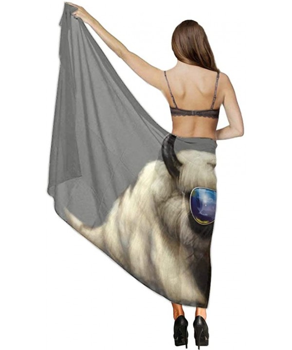 Women Girl Beach Bikini Cover Up Chiffon Sarong Fashion Scarf Shawl Wrap - Dog Long Horn on the Head - CF190HIAOYQ $18.92-Cov...