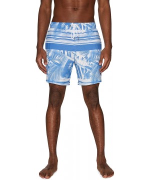 Men's 7" Palm Print Volley Swim Trunks - Blue - CW193O5ZXCZ $20.37-Trunks