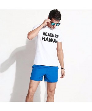 Mens Quick Dry Blue Short Swim Trunks Striped Water Shorts with Mesh Lining Long - J4 - CZ182LIOIIG $15.74-Trunks