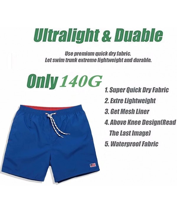 Mens Quick Dry Blue Short Swim Trunks Striped Water Shorts with Mesh Lining Long - J4 - CZ182LIOIIG $15.74-Trunks