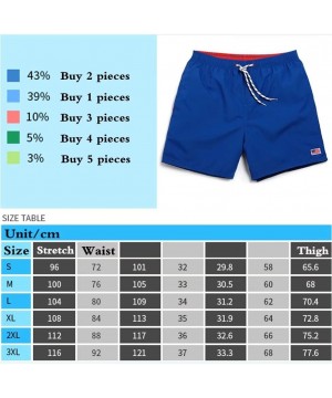 Mens Quick Dry Blue Short Swim Trunks Striped Water Shorts with Mesh Lining Long - J4 - CZ182LIOIIG $15.74-Trunks