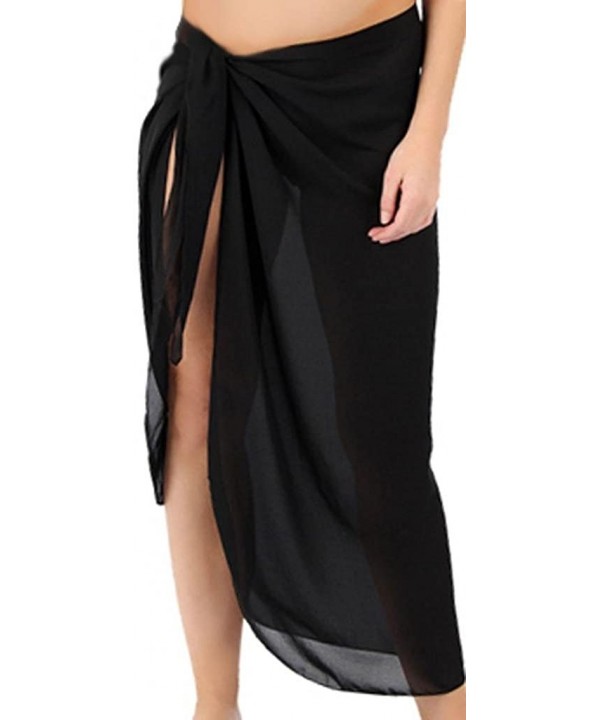 Sanctuarie Women's Sheer Black Plus Size Sarong Pareo Coverup Pareo Coverup - CP11N389CXT $32.54-Cover-Ups