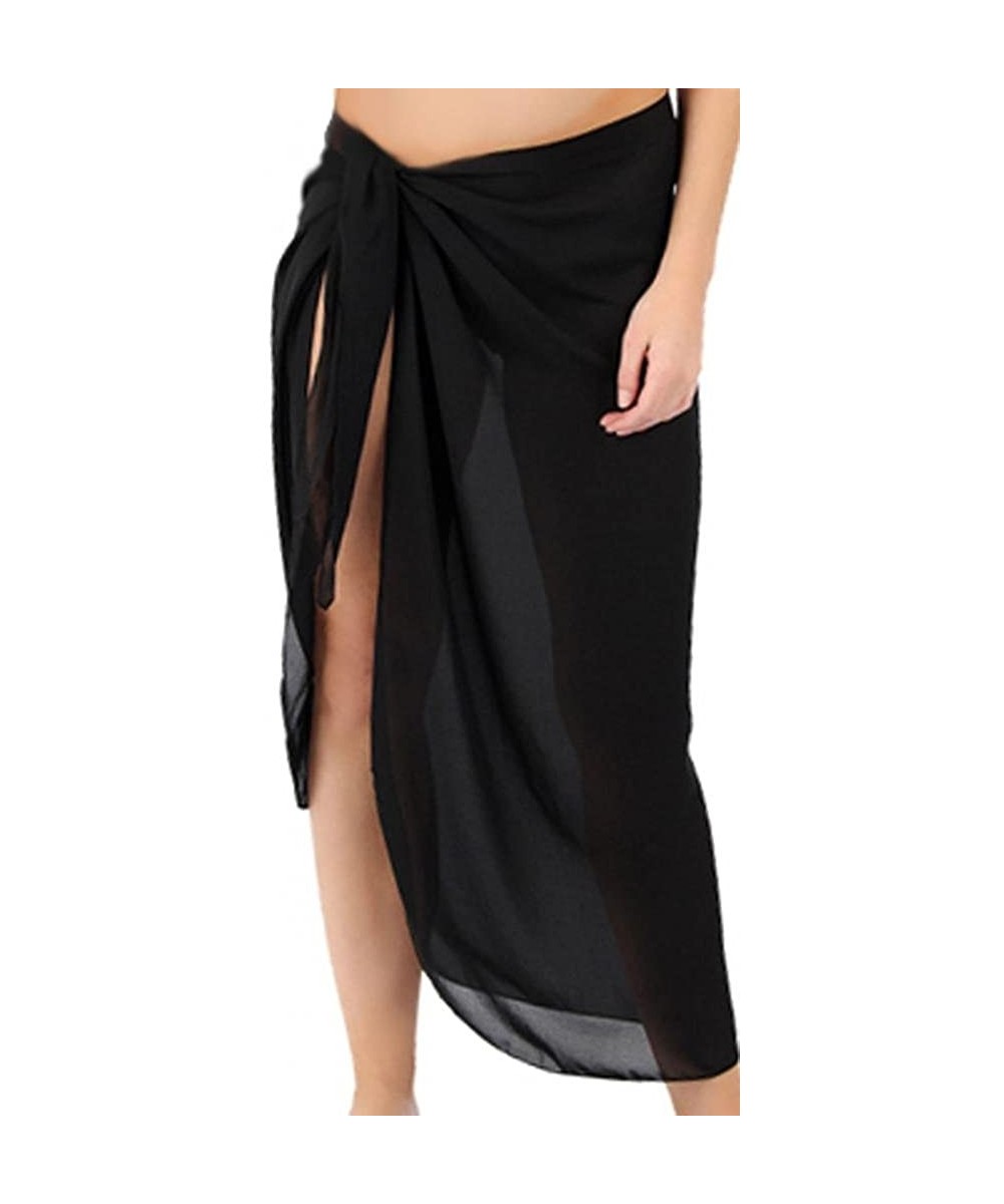 Sanctuarie Women's Sheer Black Plus Size Sarong Pareo Coverup Pareo Coverup - CP11N389CXT $32.54-Cover-Ups