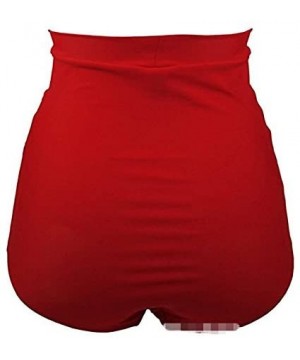 Women's Solid Ruched Tummy Control High Waisted Bikini Tankini Bottom Swim Brief - Red - CV18D43O734 $17.67-Bottoms